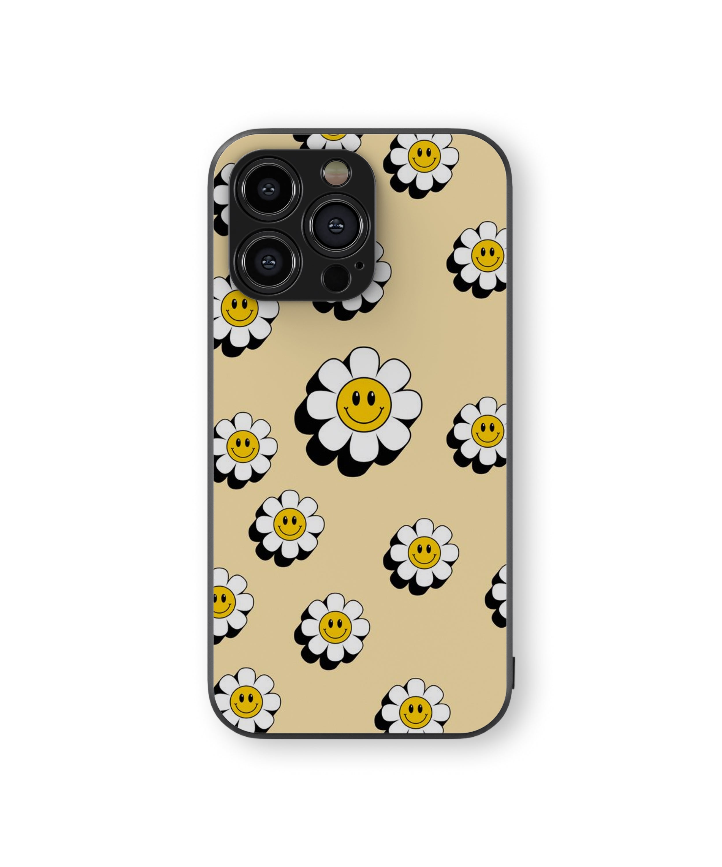 Shadow White Smile Flower Hybrid Metal TPU Case