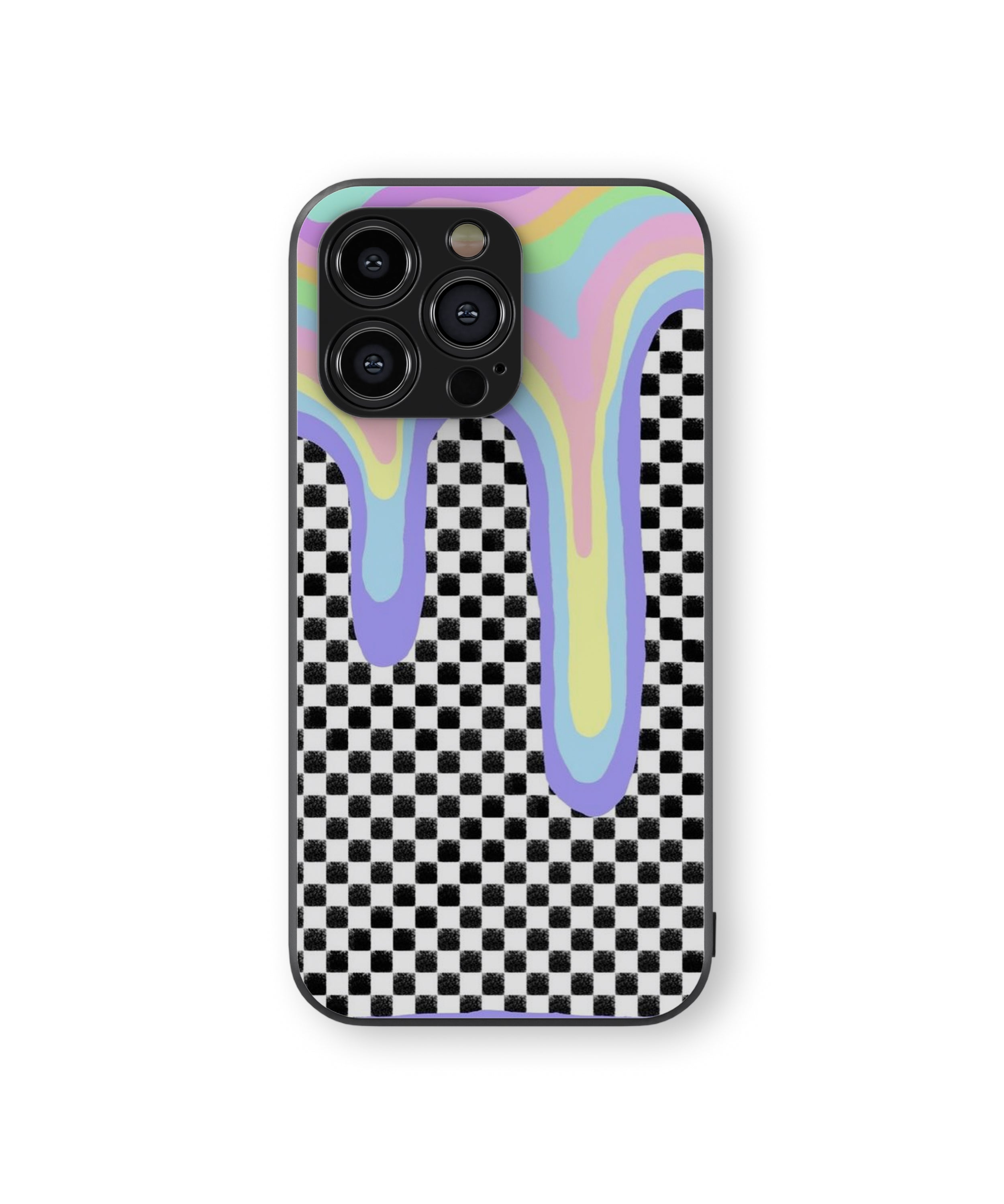 Rainbow Checkered Hybrid Metal TPU Case