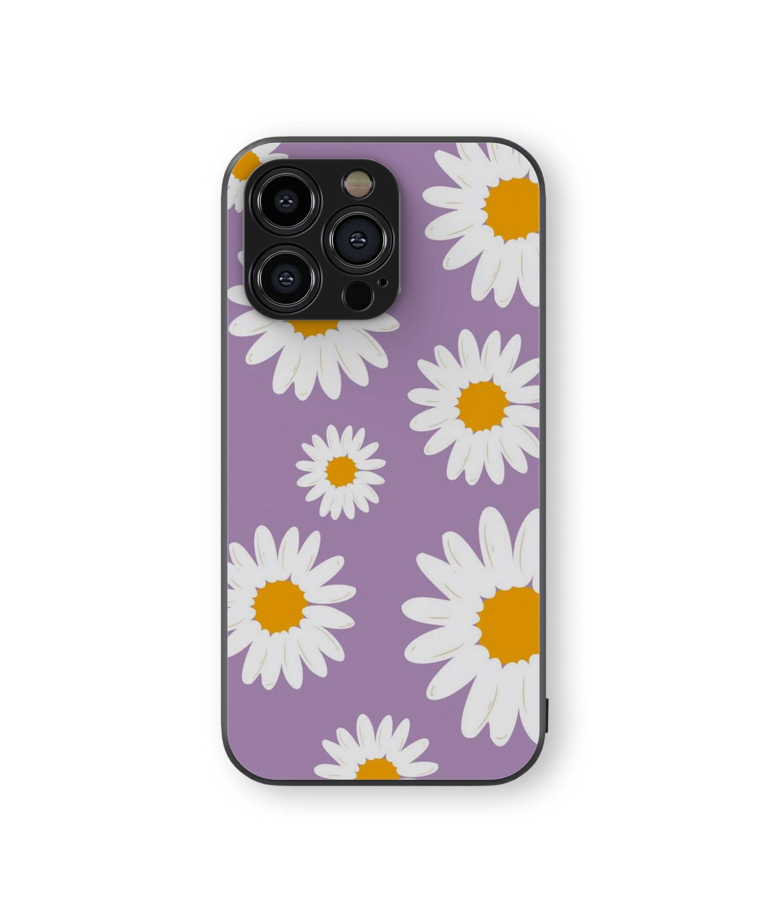 White Flower In Purple Background Hybrid Metal TPU Case