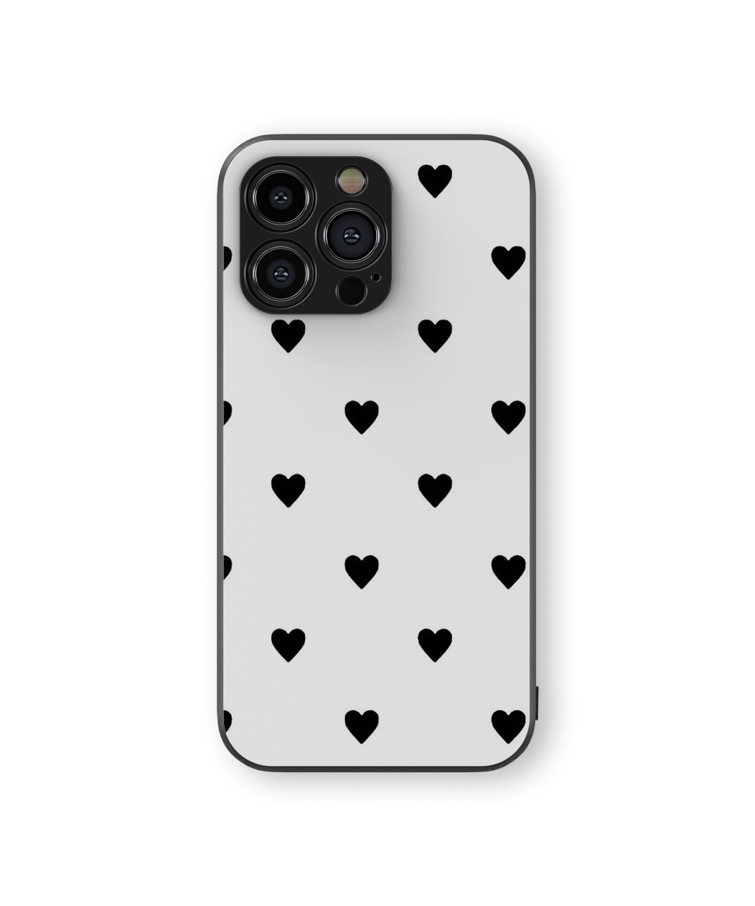 Black Heart Pattern Hybrid Metal TPU Case
