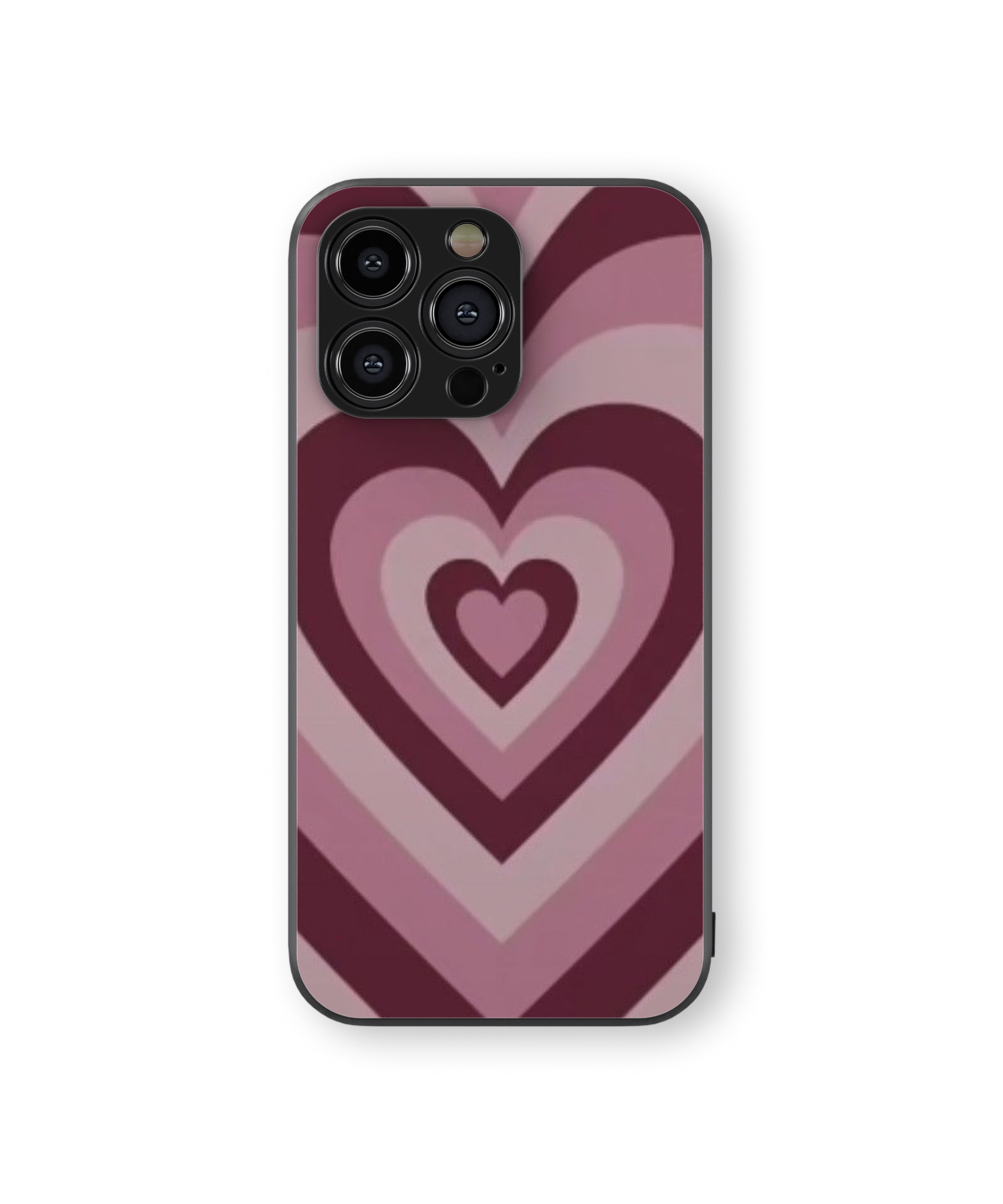 Mehroon Heart Pattern Hybrid Metal TPU Case