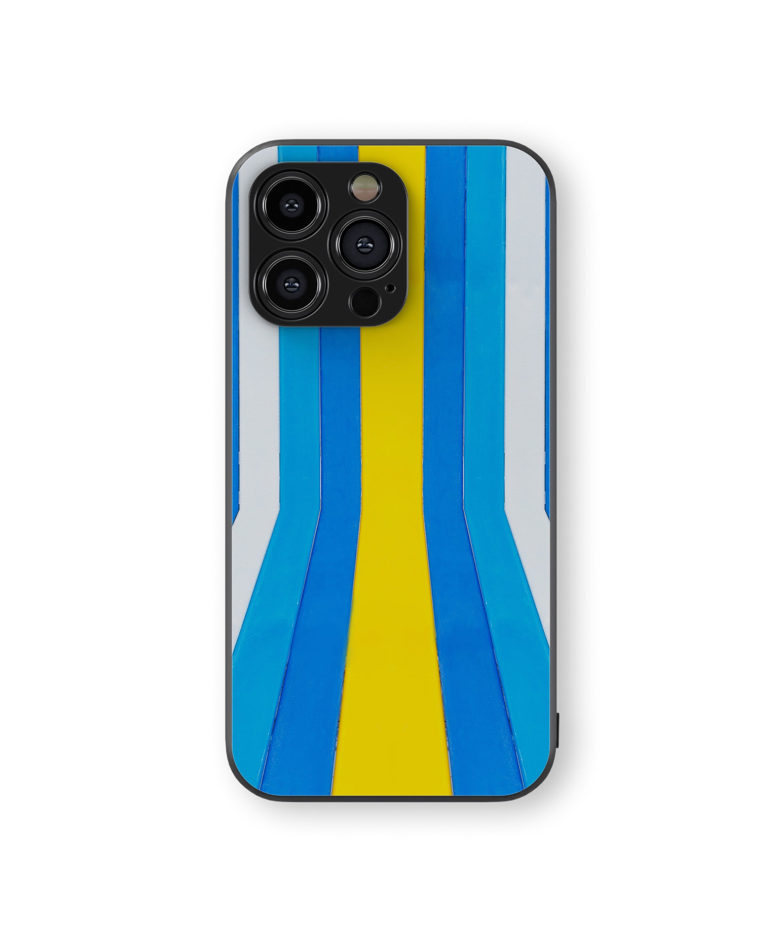 Yellow Blue White Stripe 3D Pattern Hybrid Metal TPU Case