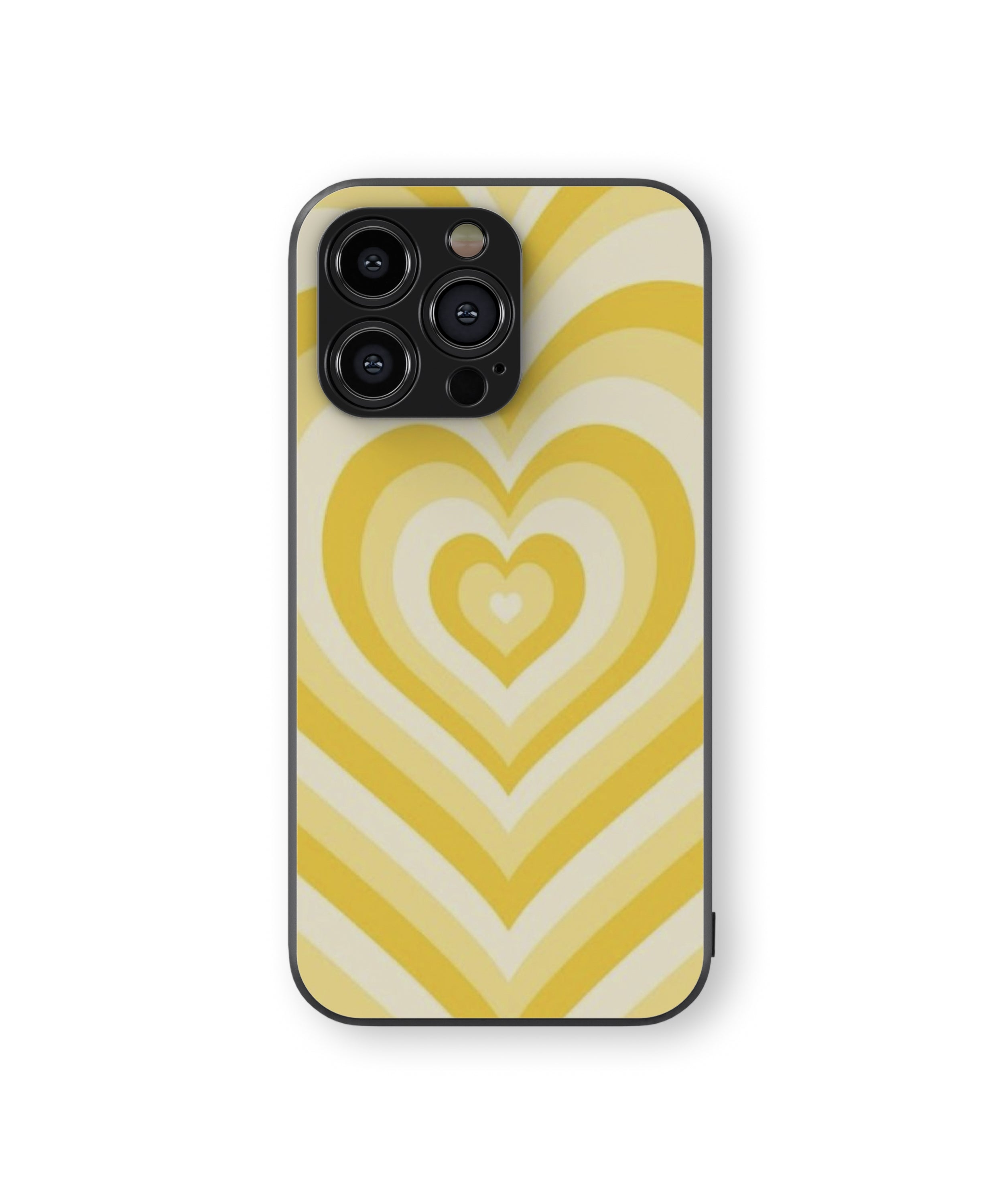 Yellow Heart Pattern Hybrid Metal TPU Case