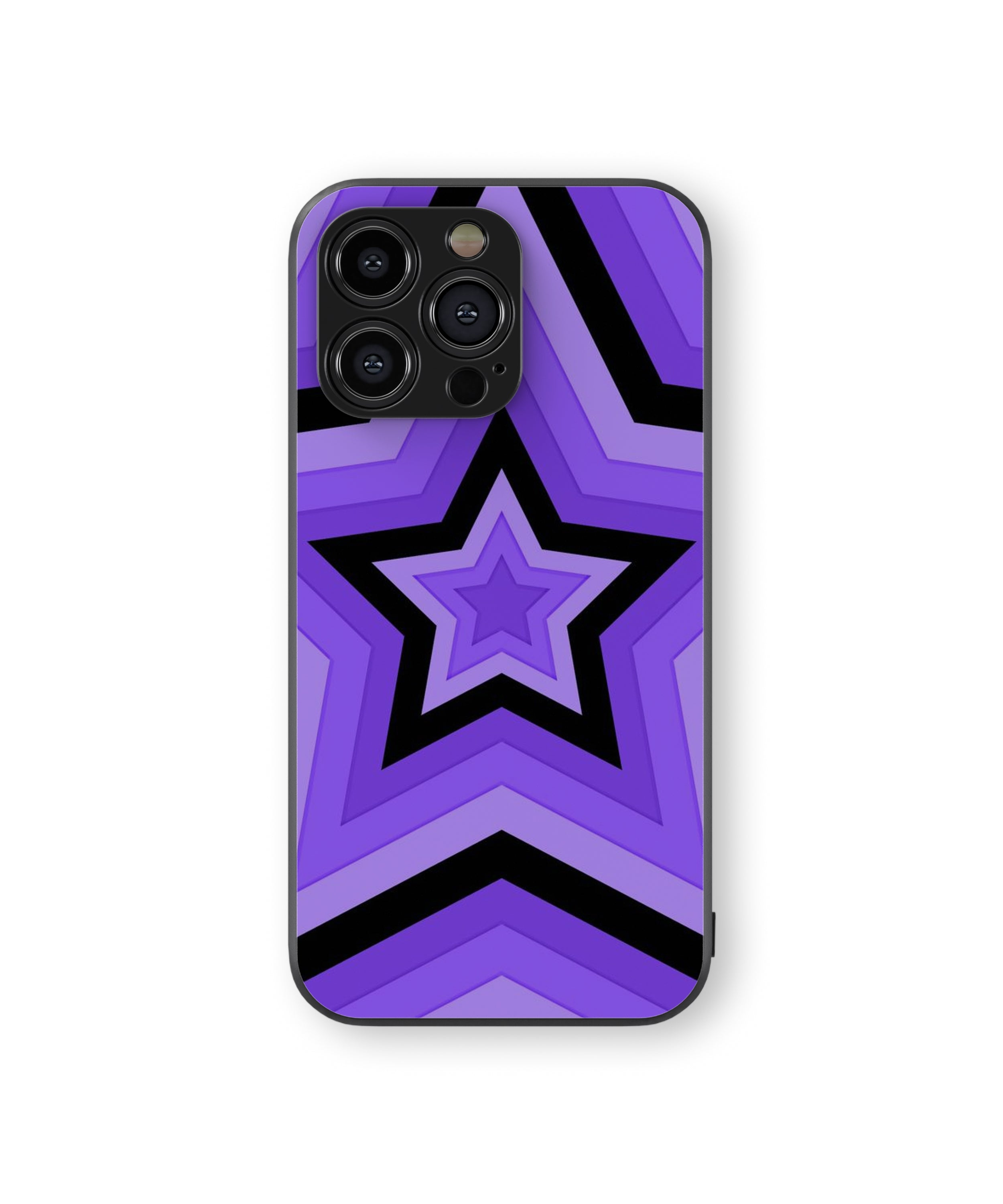 Purple Black Star Pattern Hybrid Metal TPU Case