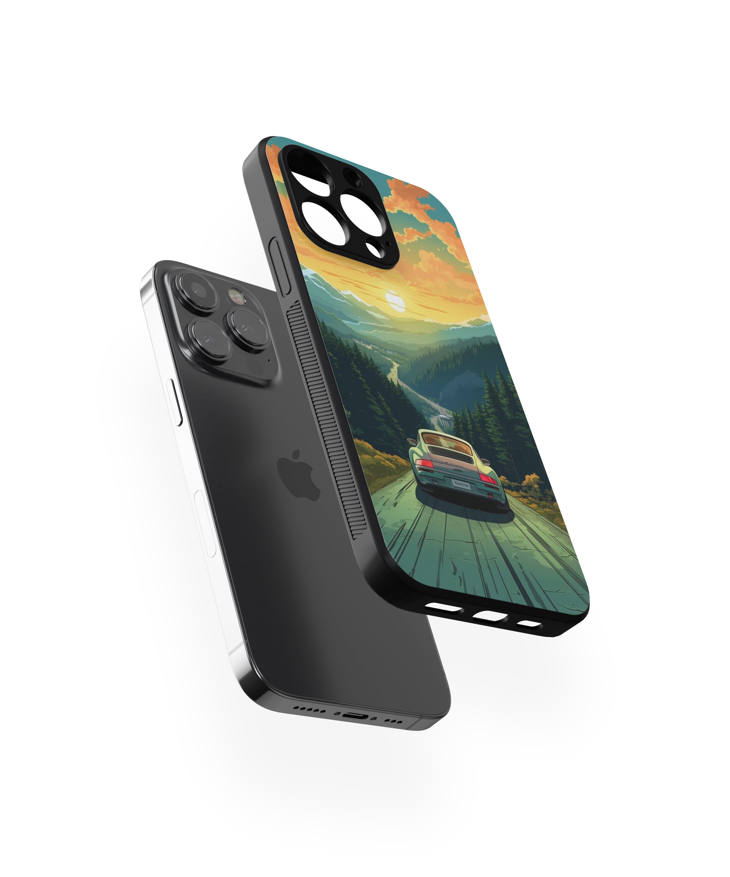 Car In Valley Hybrid Metal TPU Case