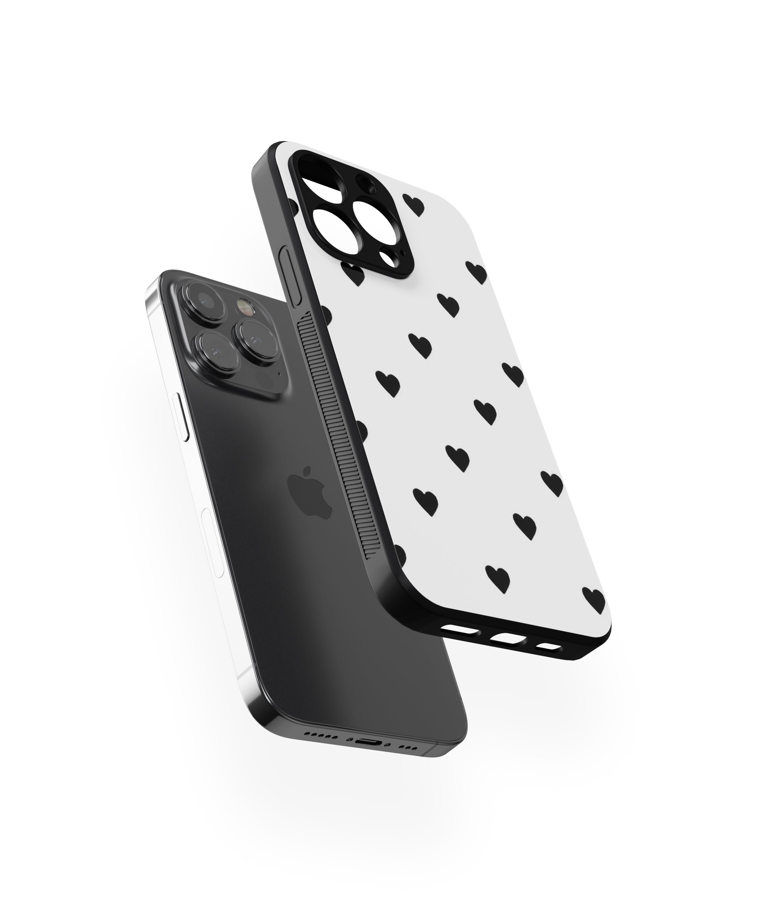 Black Heart Pattern Hybrid Metal TPU Case