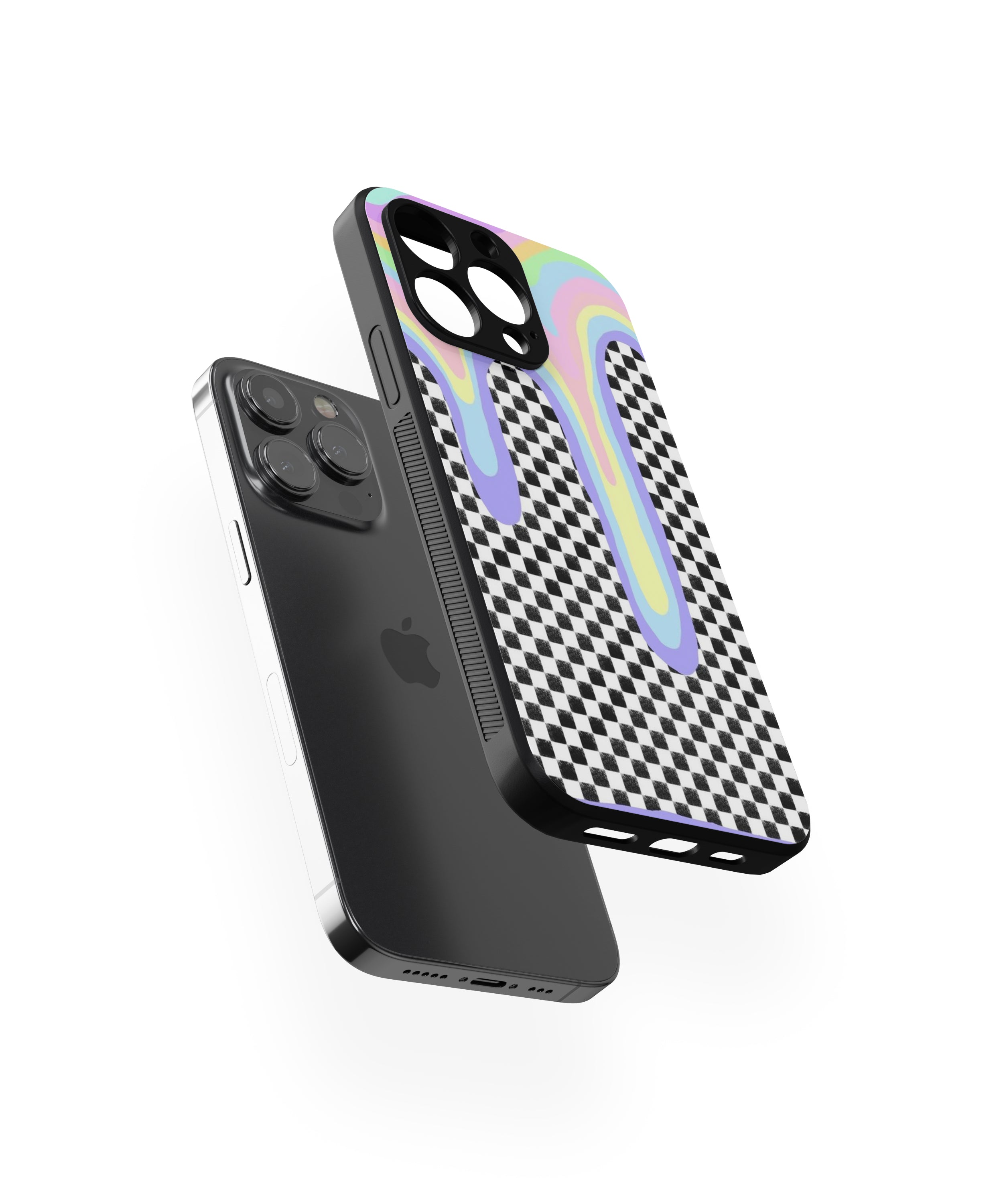 Rainbow Checkered Hybrid Metal TPU Case