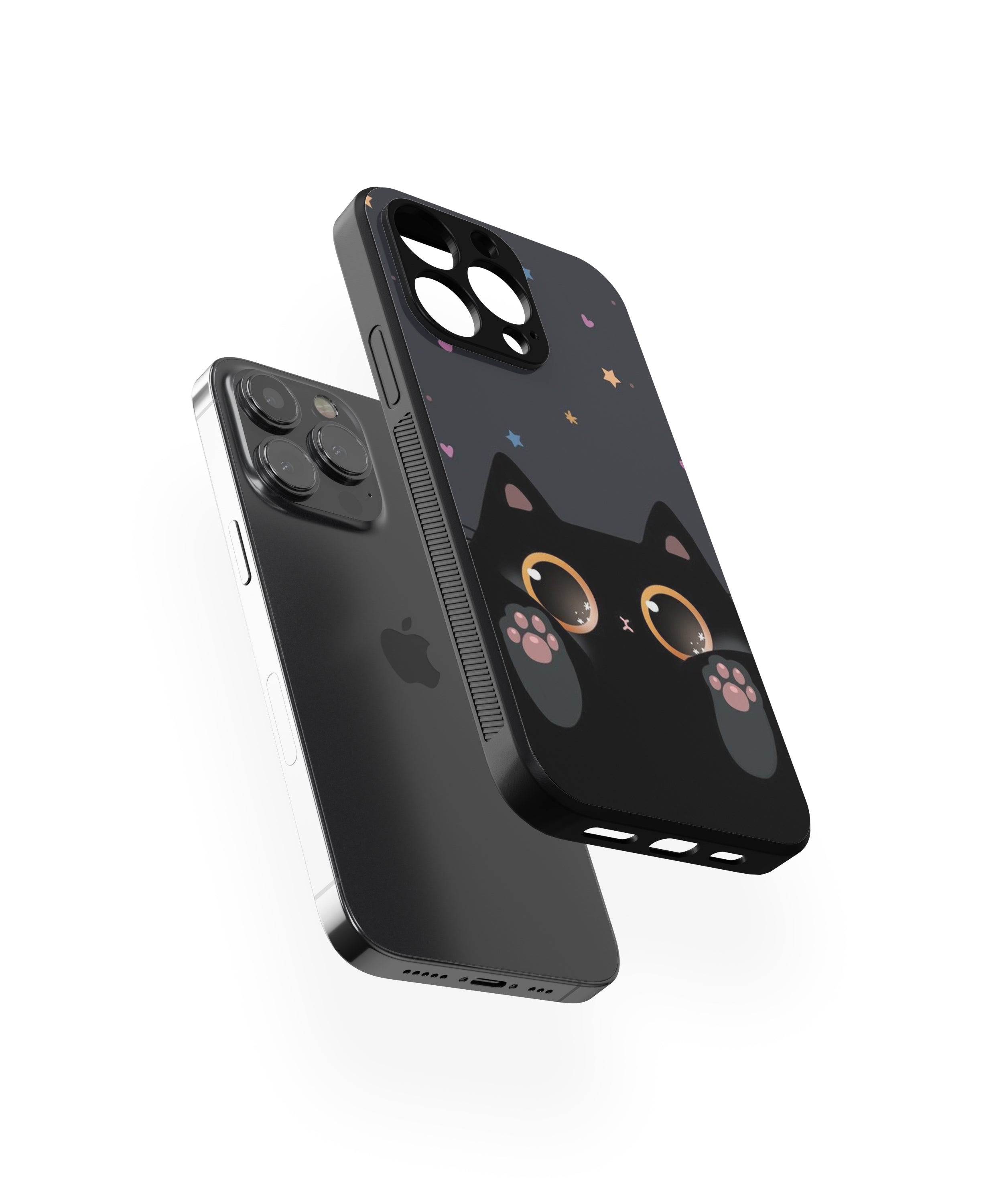 Black Foot Star Cat Hybrid Metal TPU Case