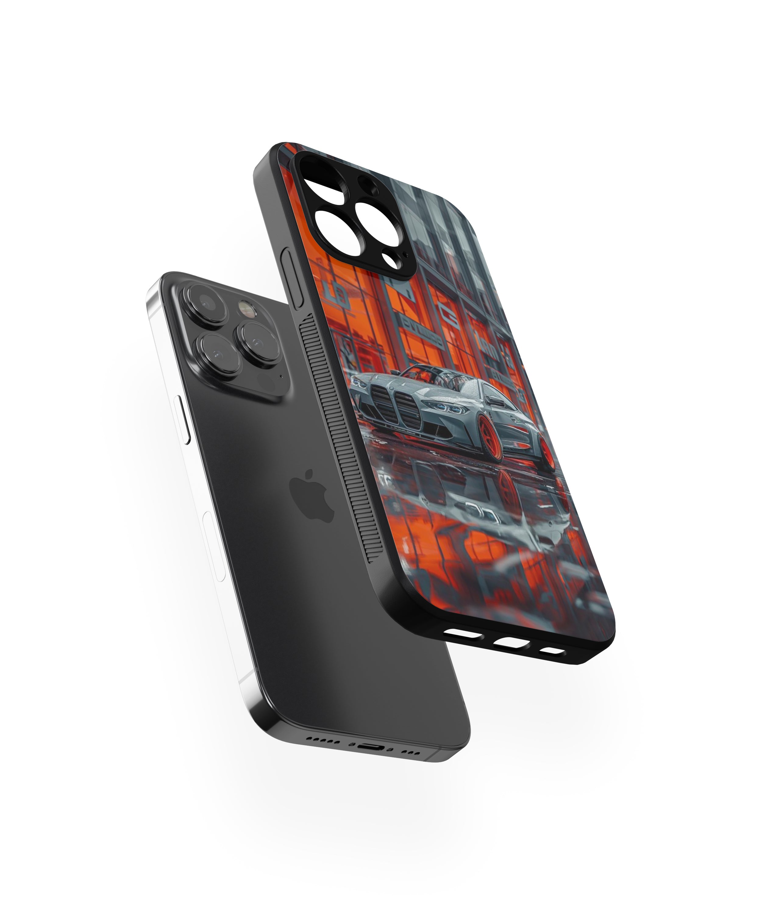 Grey Reflection Car Hybrid Metal TPU Case