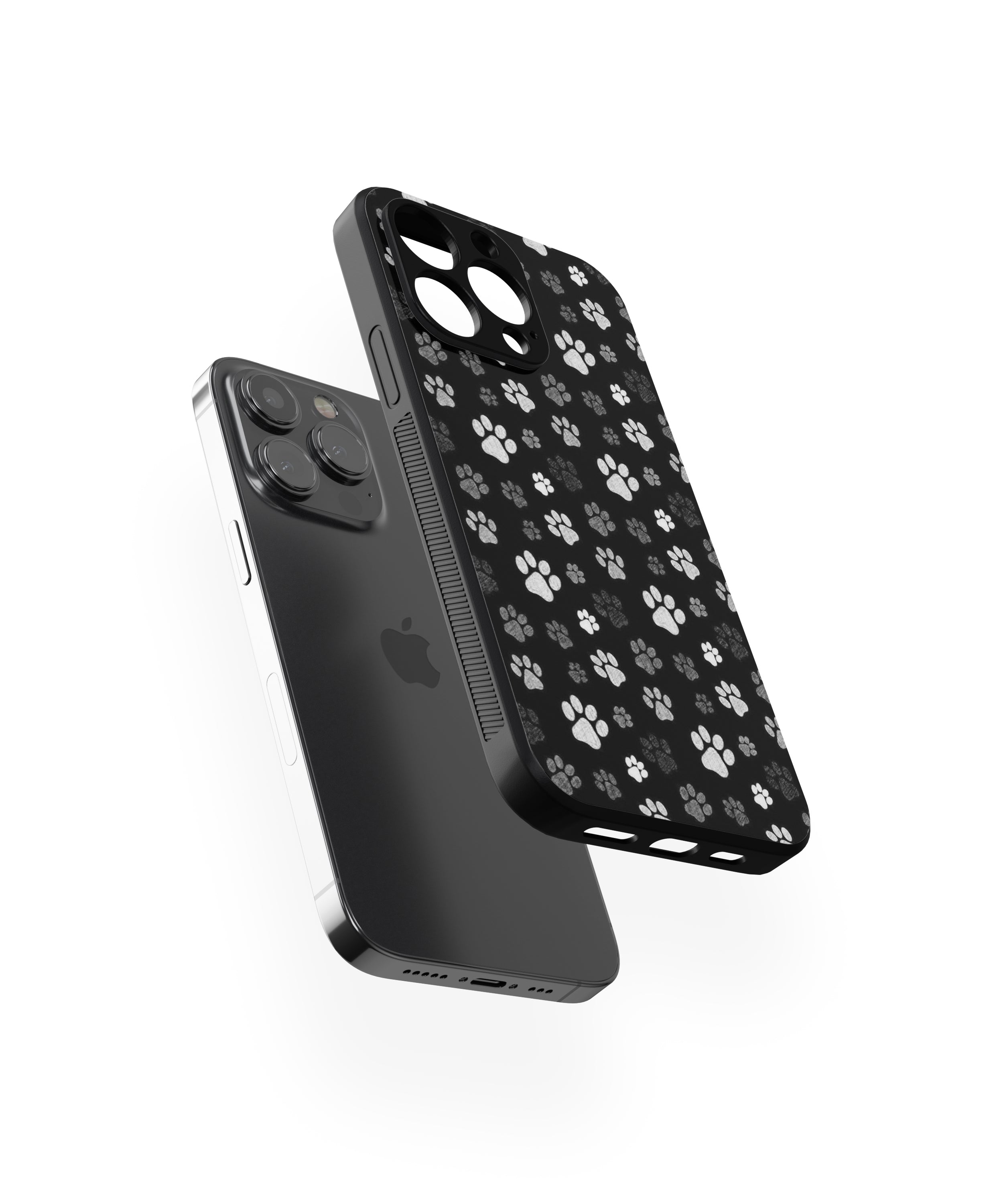 Black Background Pet Foot Hybrid Metal TPU Case