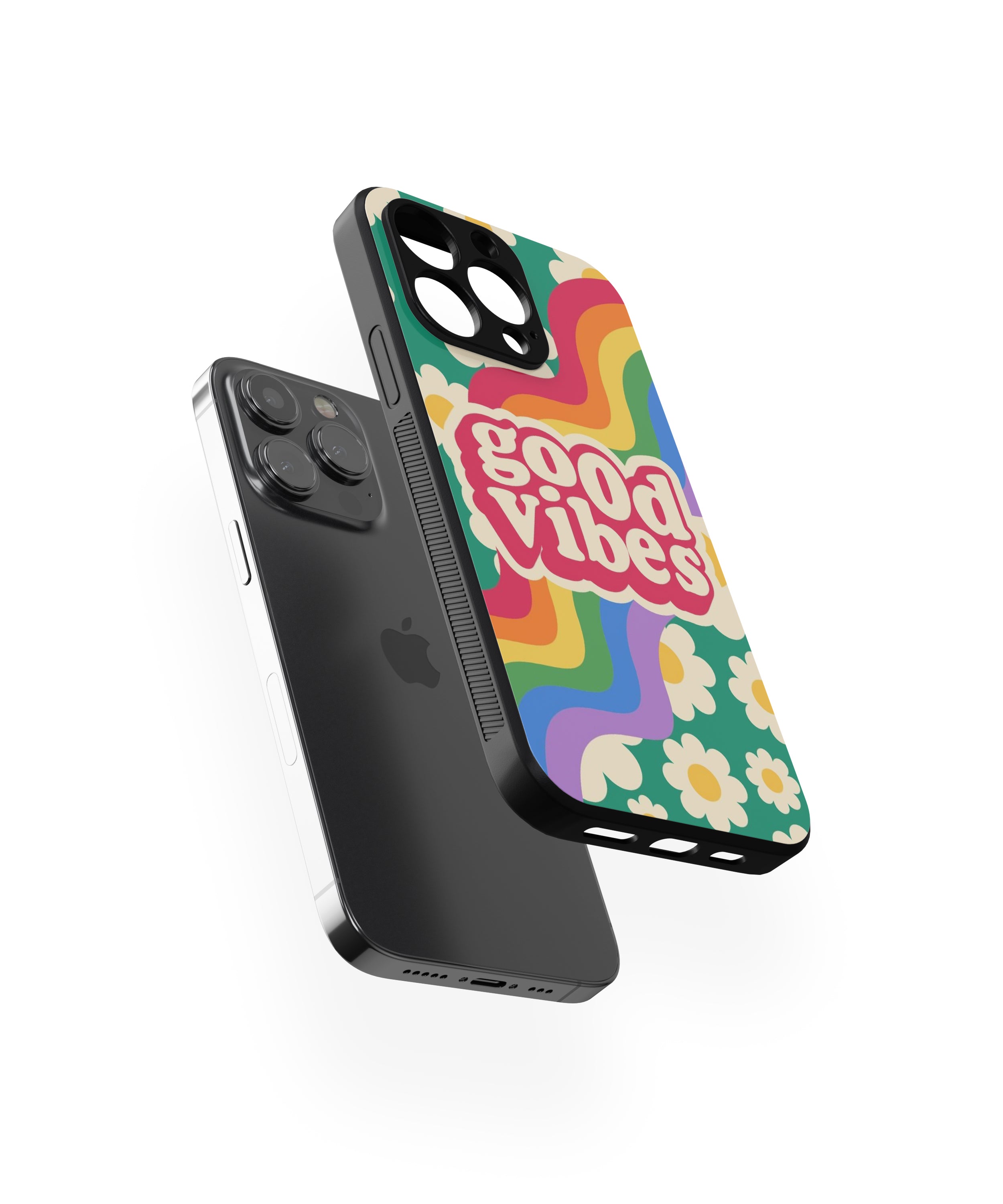 Multi Colour Good Vibes Hybrid Metal TPU Case