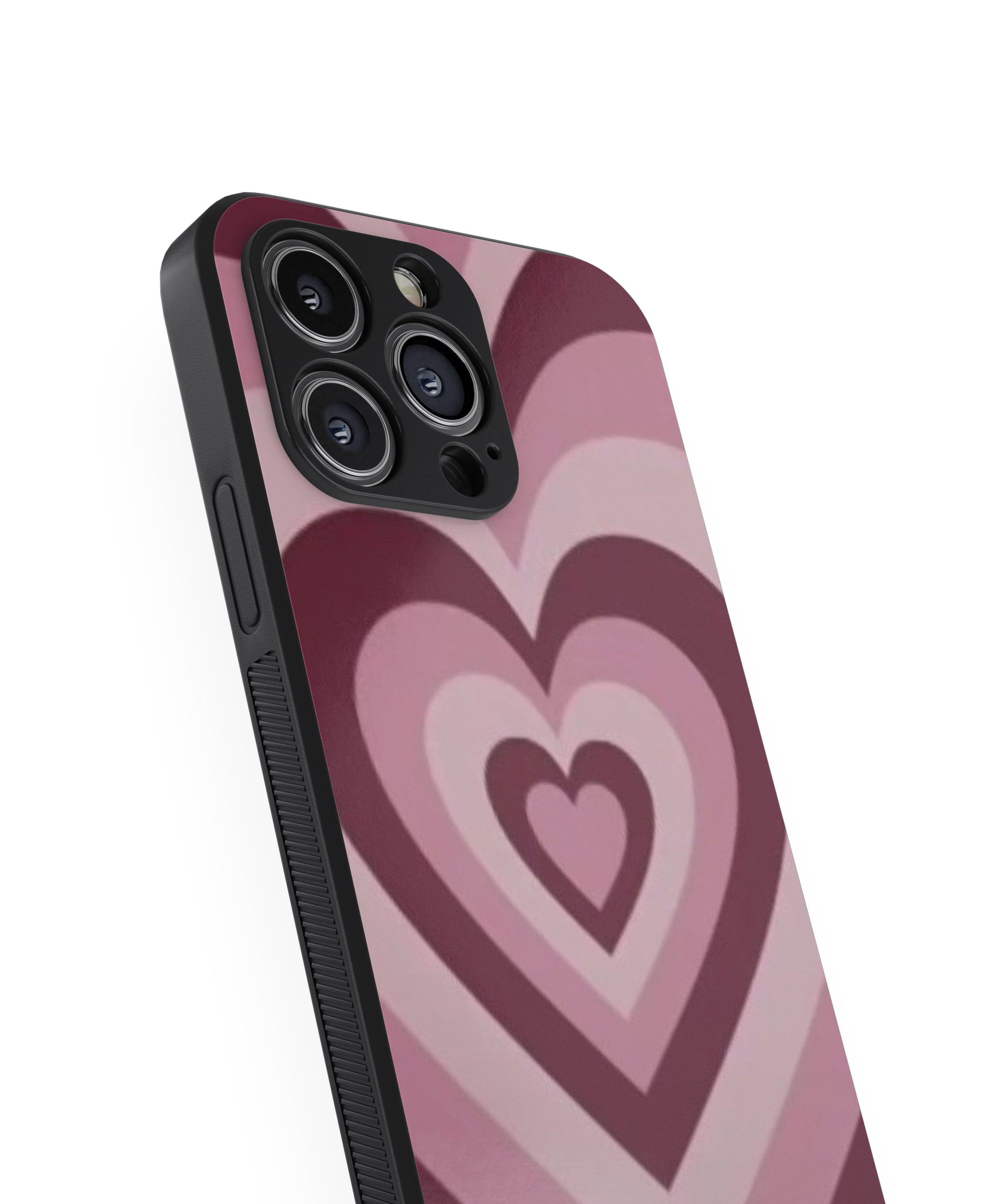 Mehroon Heart Pattern Hybrid Metal TPU Case