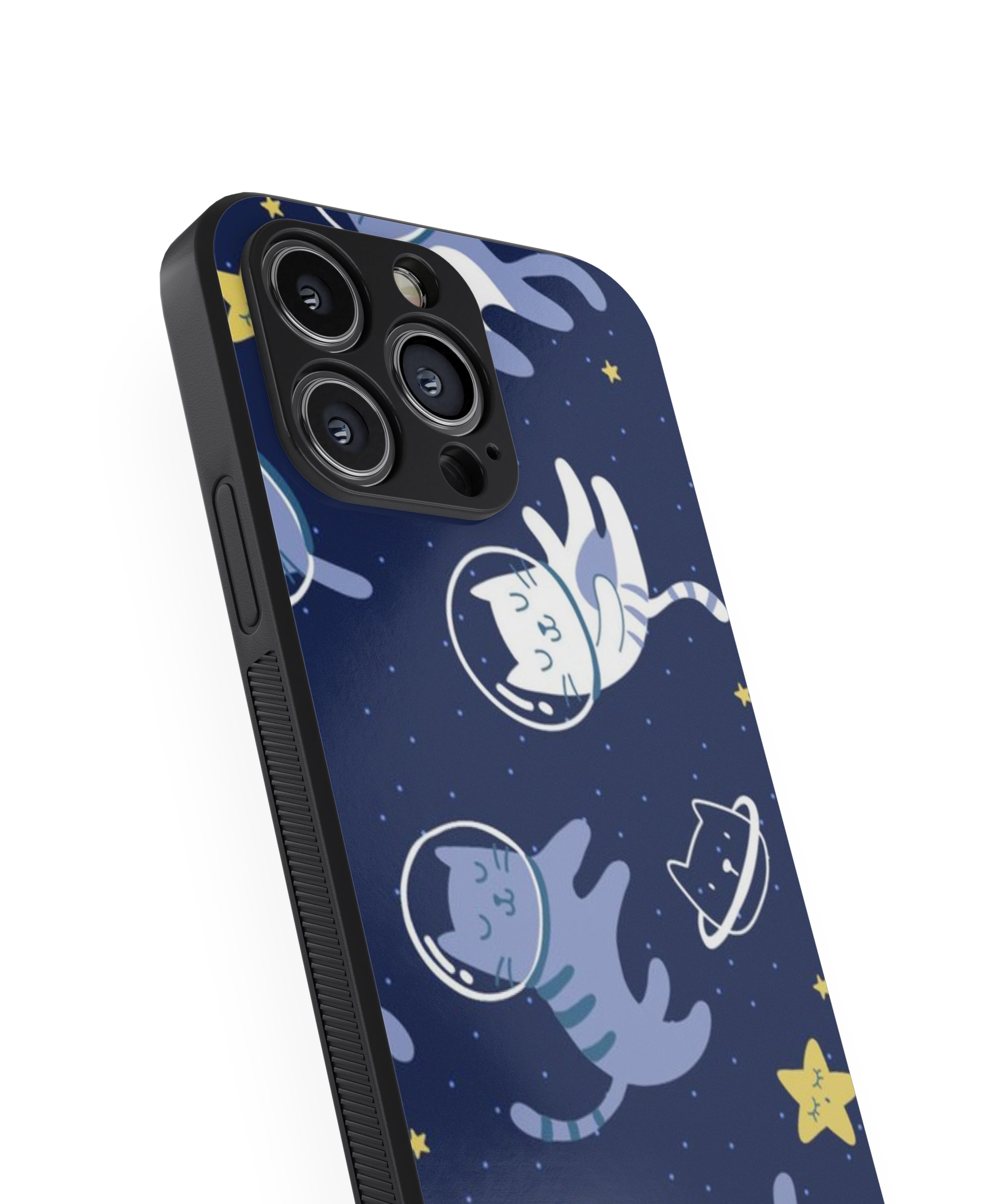 White Blue Star Cat Hybrid Metal TPU Case