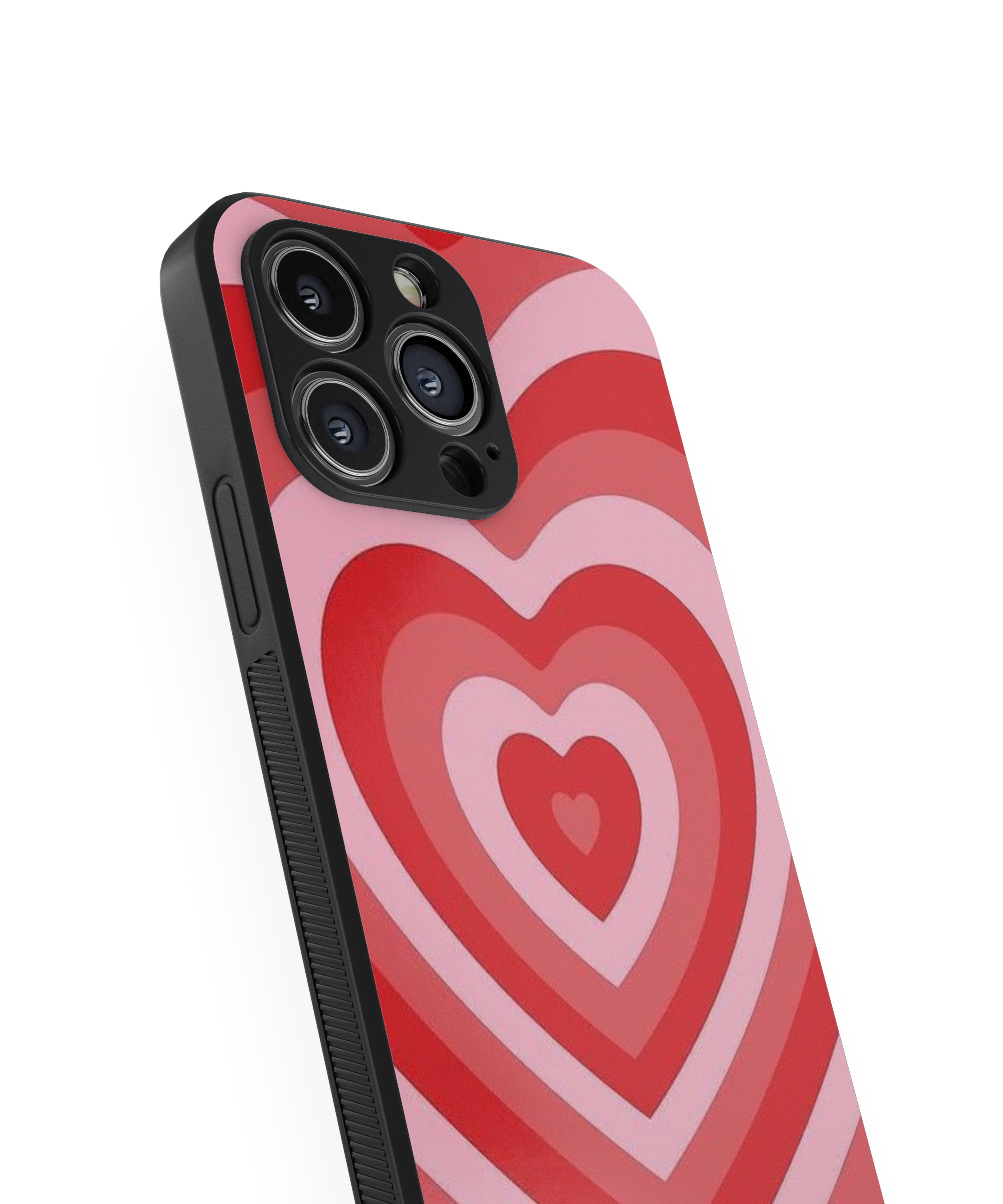 Pink Background White Heart Pattern Hybrid Metal TPU Case