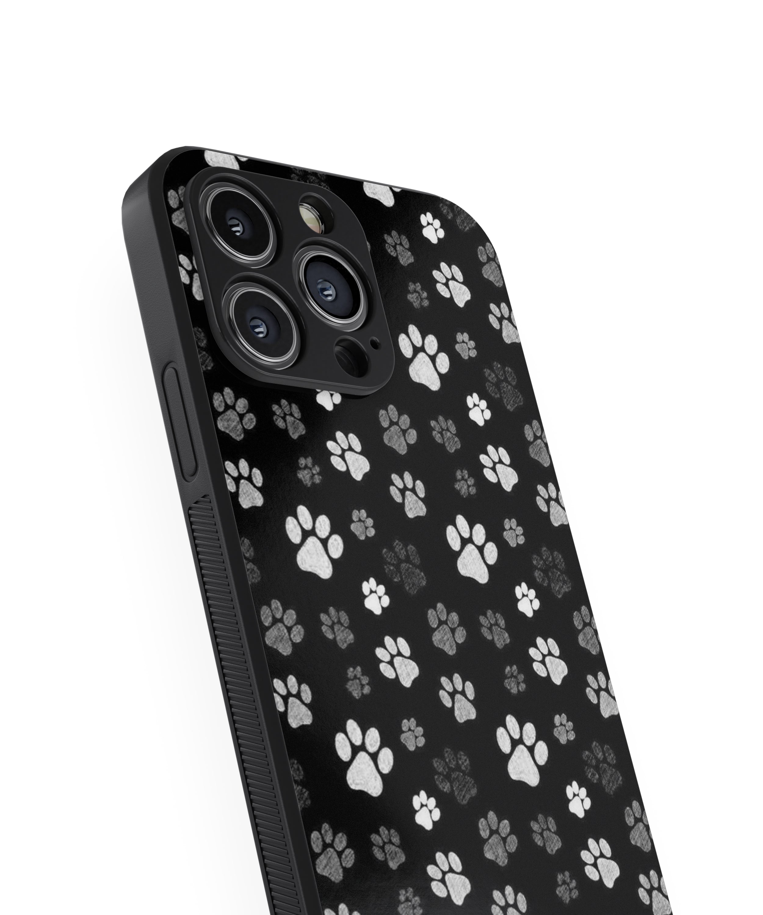 Black Background Pet Foot Hybrid Metal TPU Case