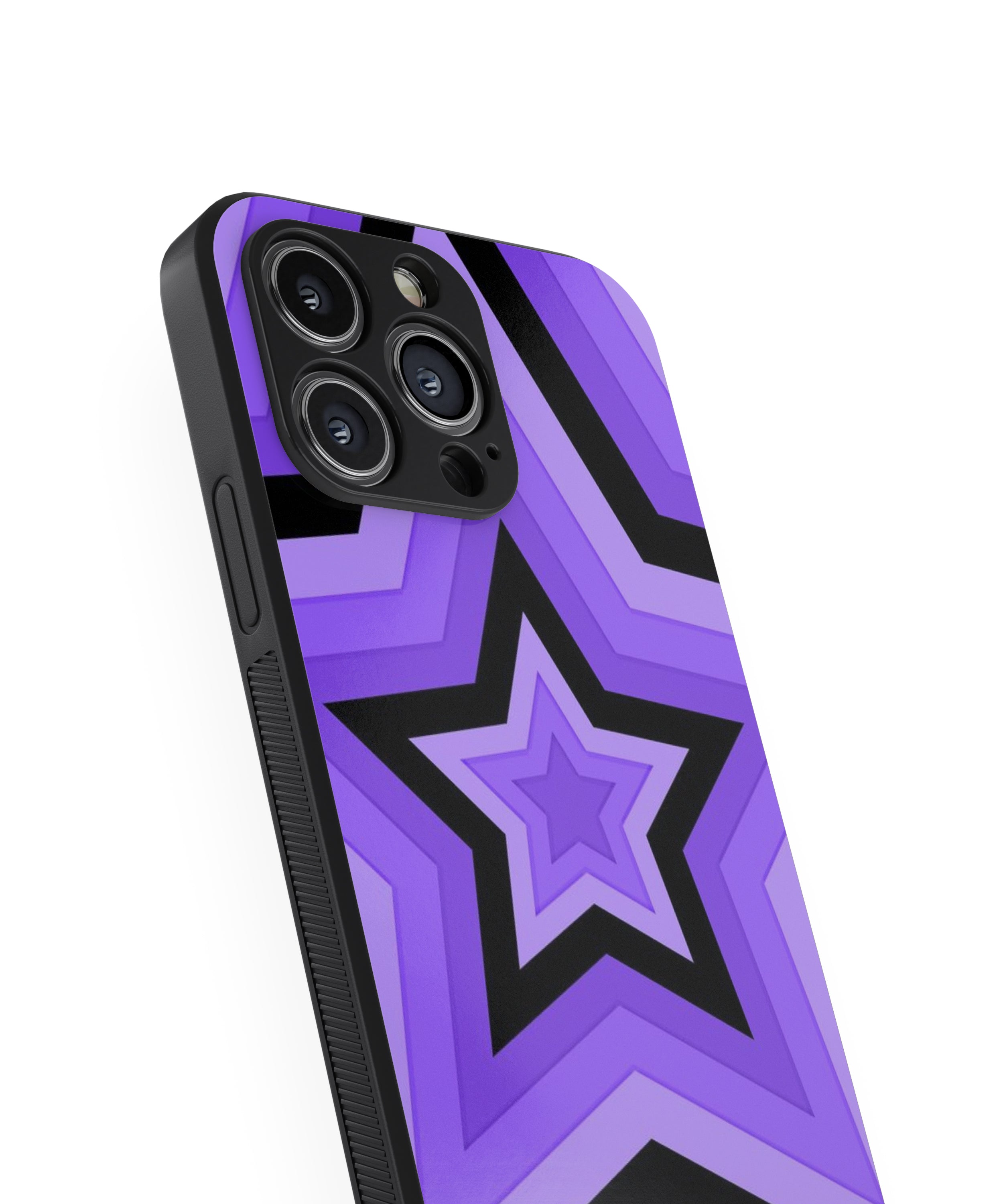 Purple Black Star Pattern Hybrid Metal TPU Case