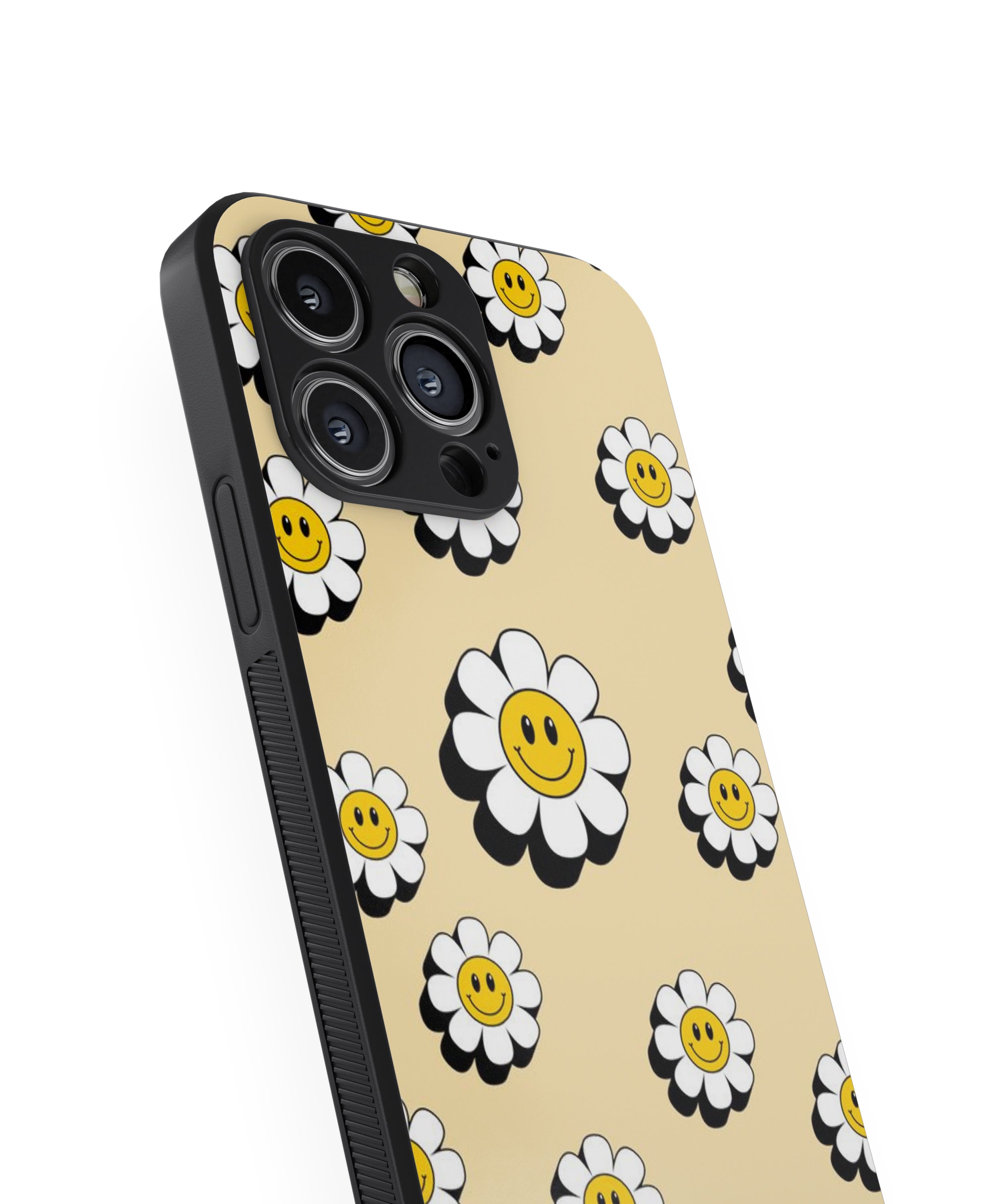 Shadow White Smile Flower Hybrid Metal TPU Case