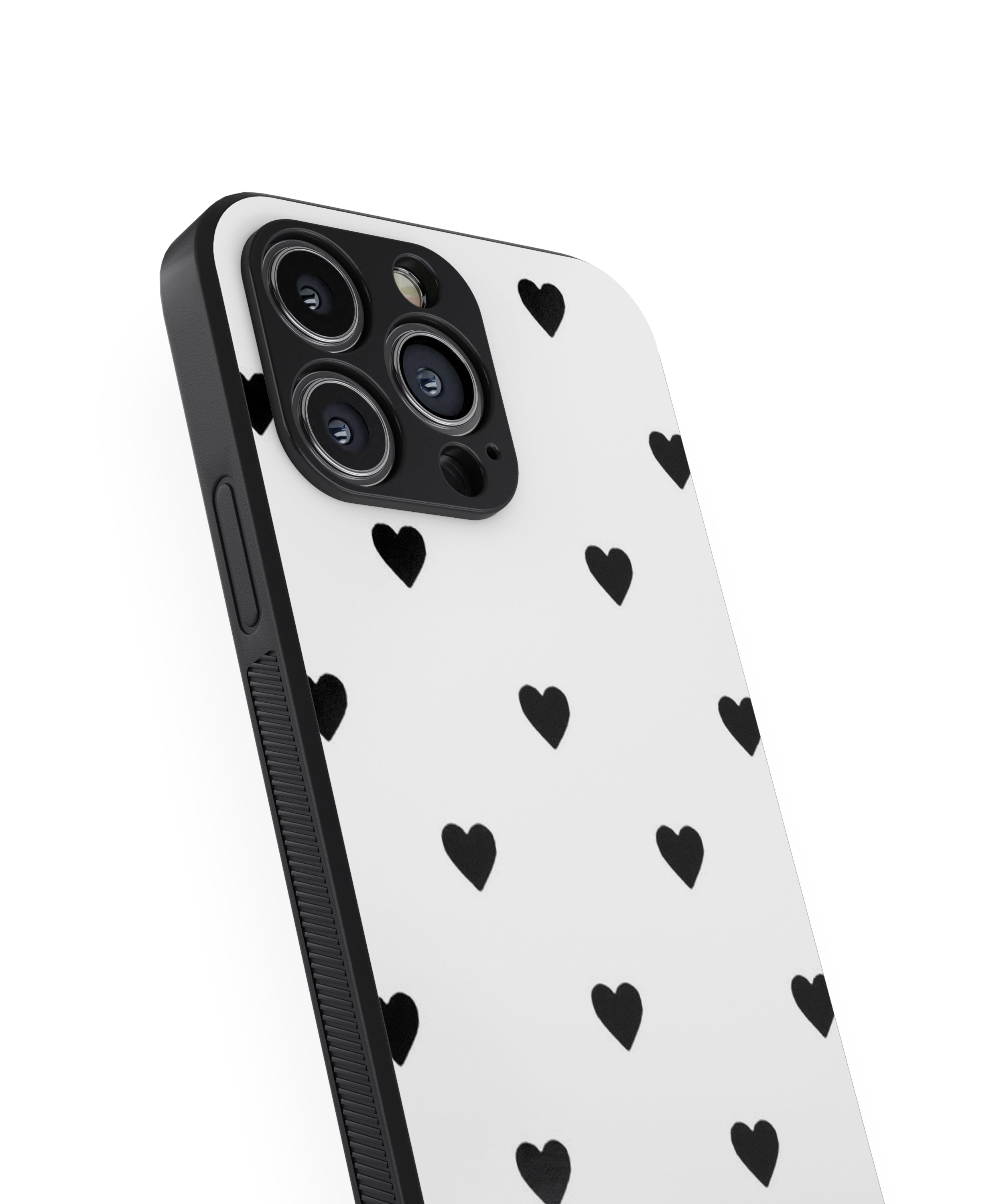 Black Heart Pattern Hybrid Metal TPU Case
