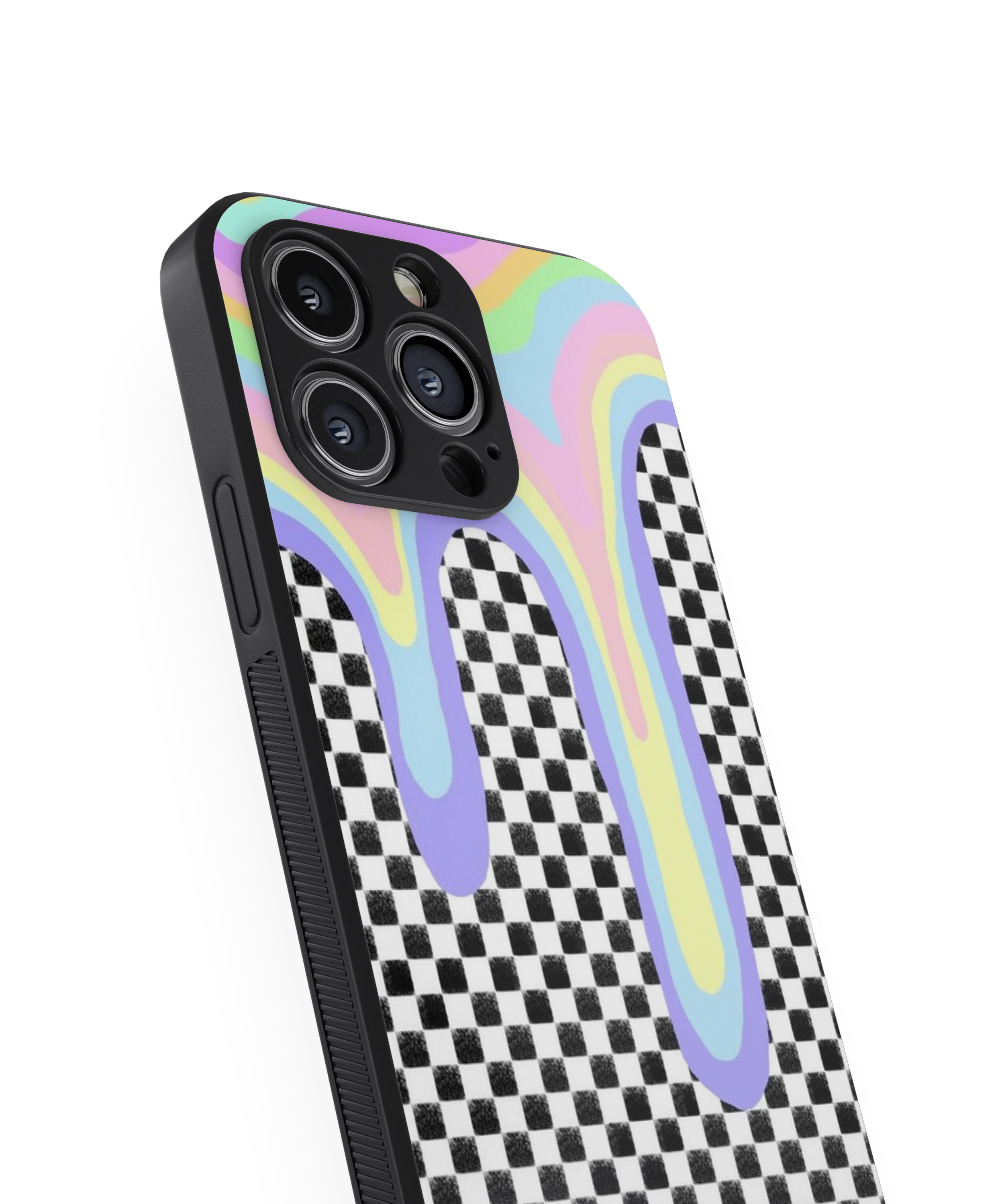 Rainbow Checkered Hybrid Metal TPU Case