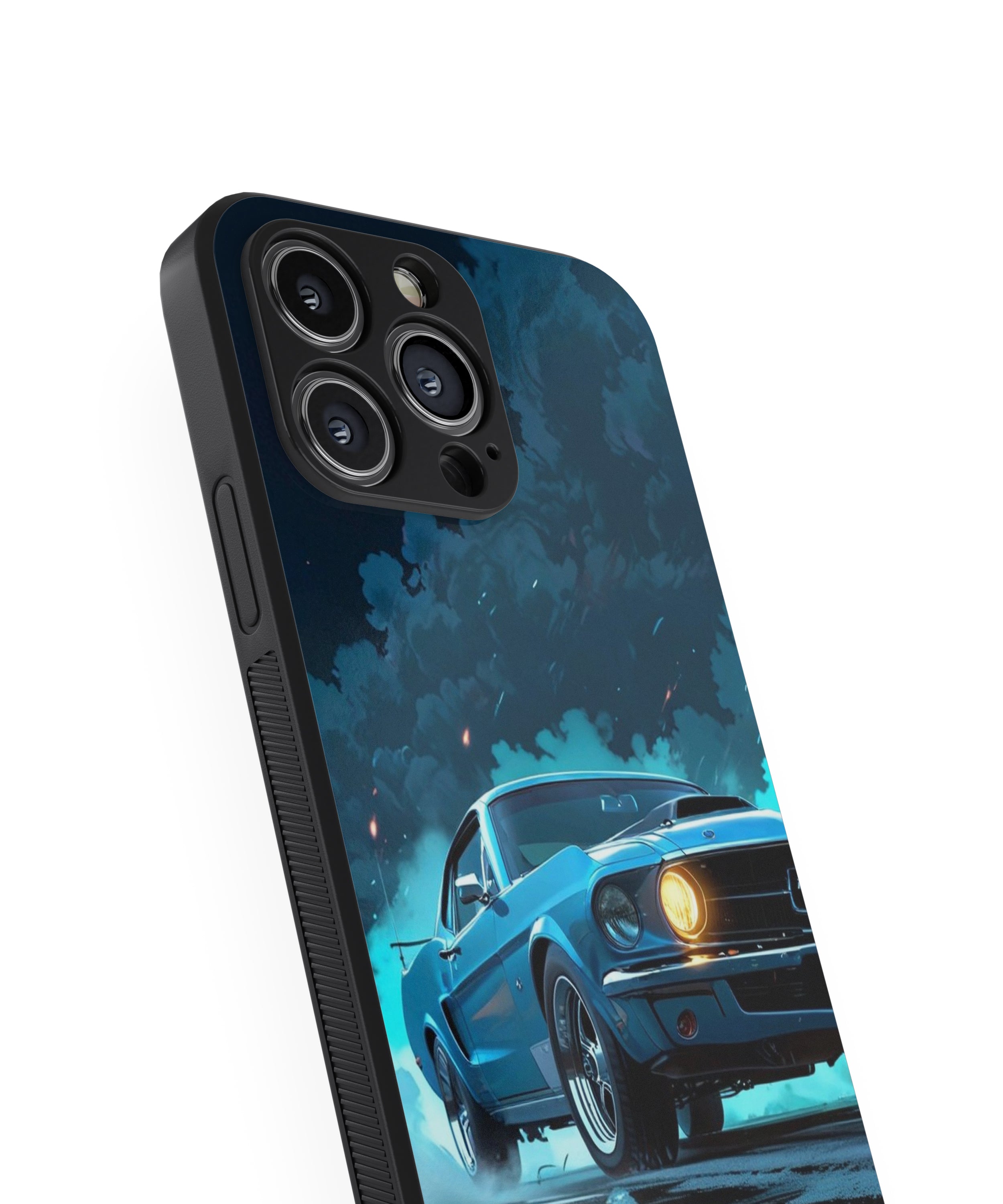 Blue Car Rain Hybrid Metal TPU Case