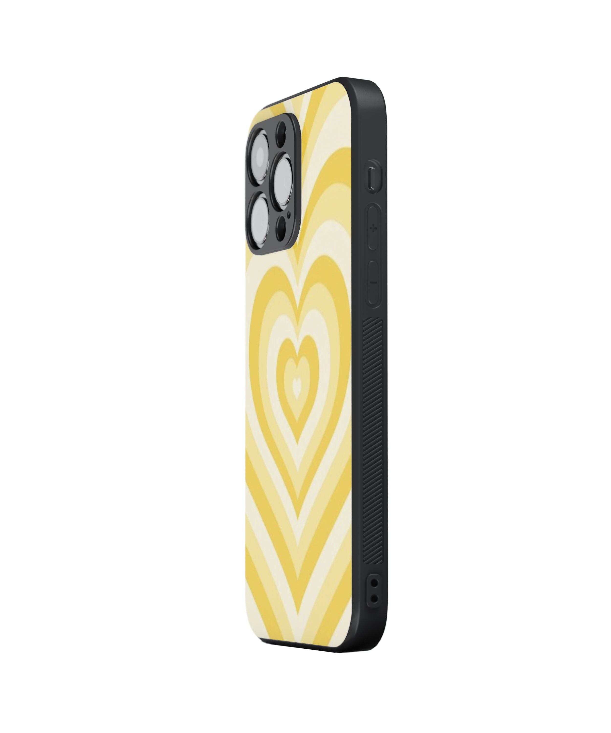 Yellow Heart Pattern Hybrid Metal TPU Case