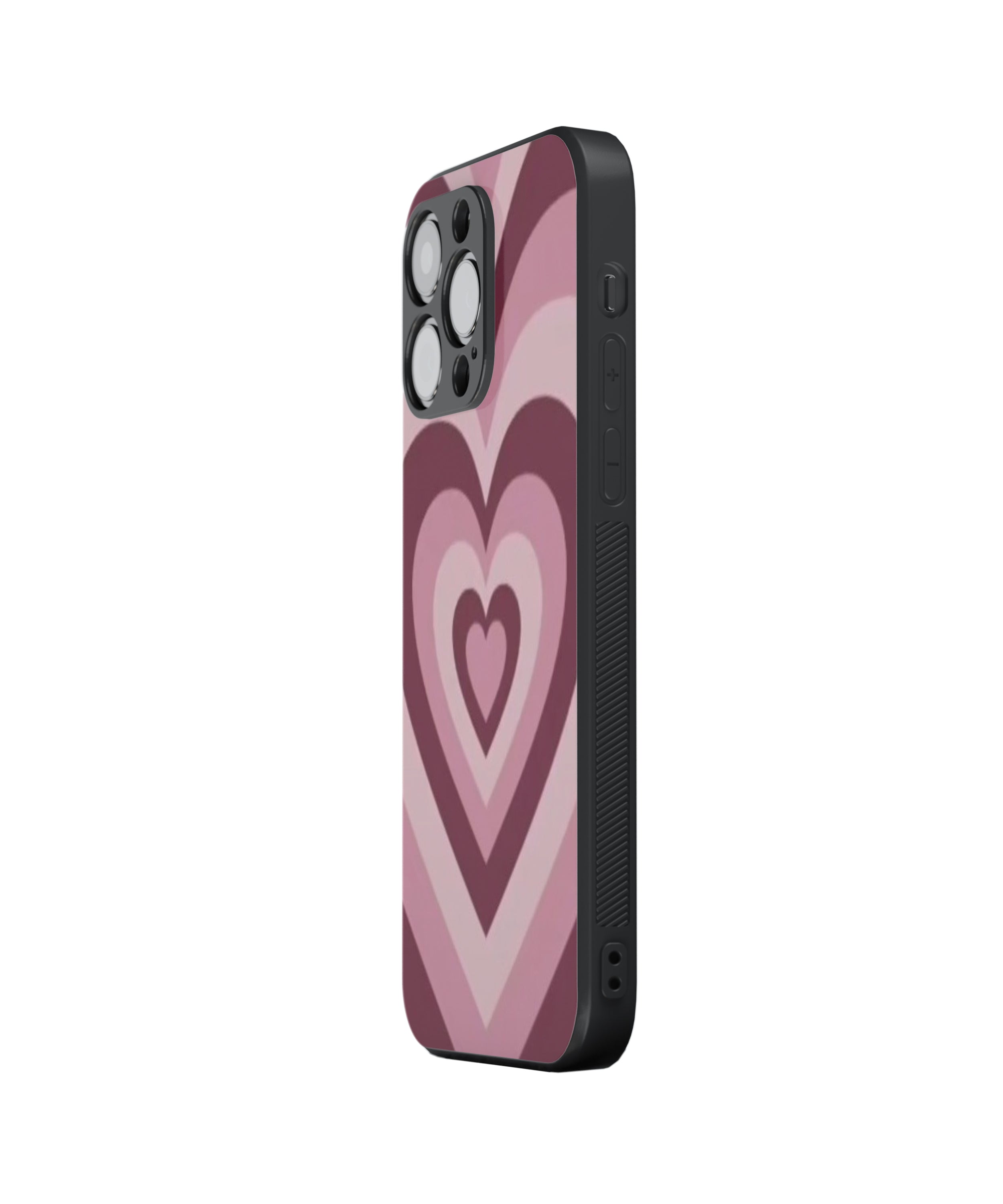 Mehroon Heart Pattern Hybrid Metal TPU Case