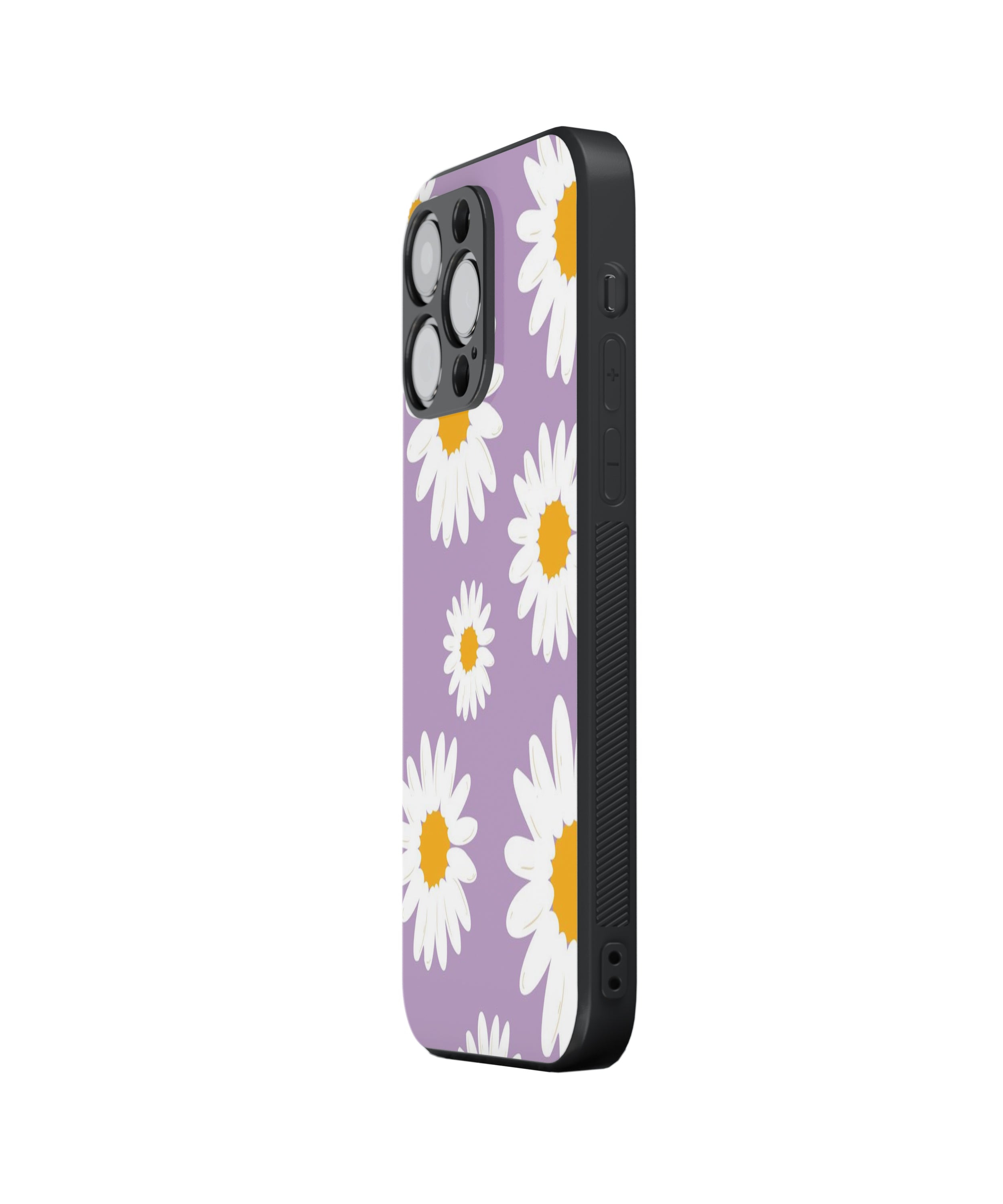 White Flower In Purple Background Hybrid Metal TPU Case