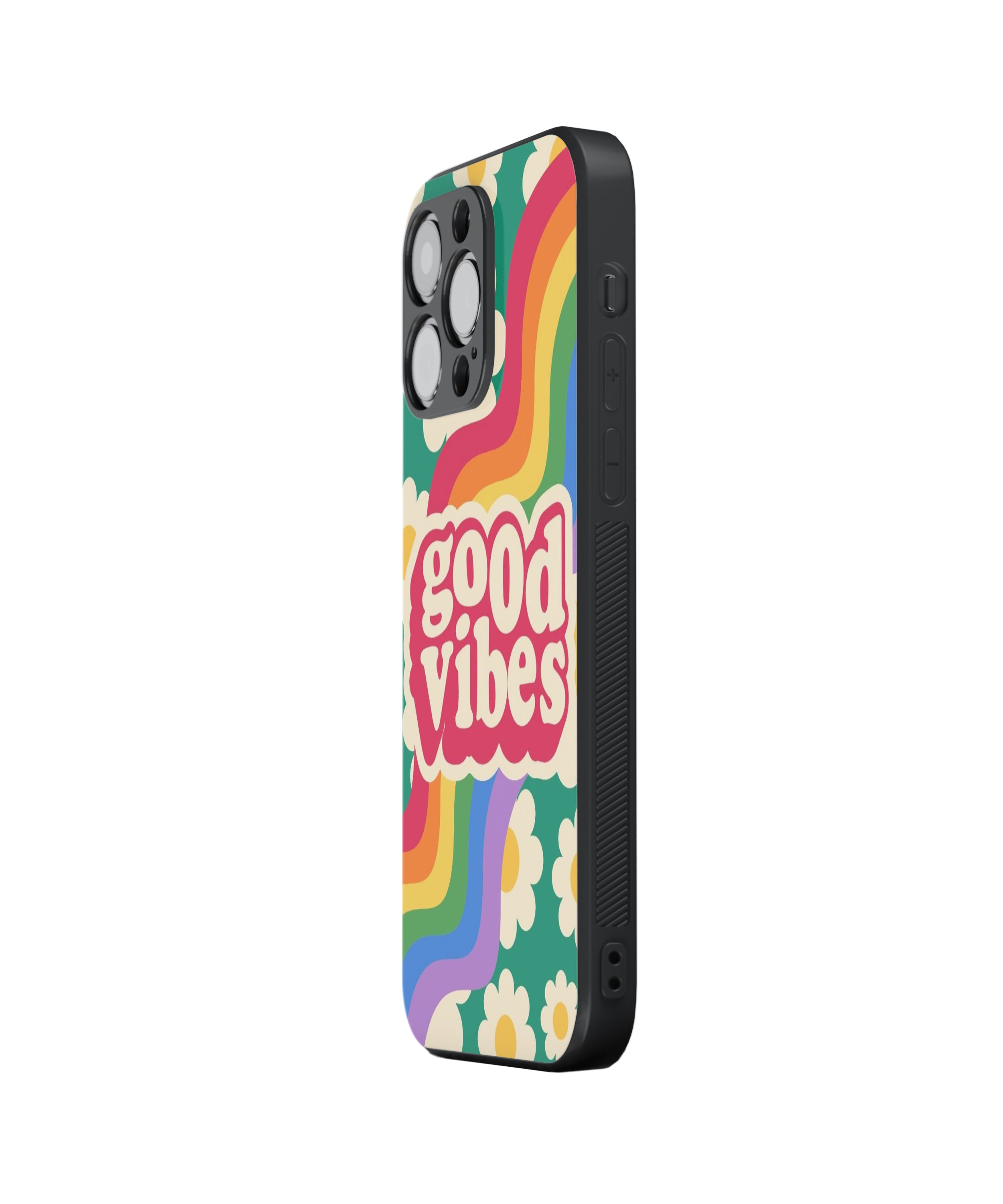 Multi Colour Good Vibes Hybrid Metal TPU Case