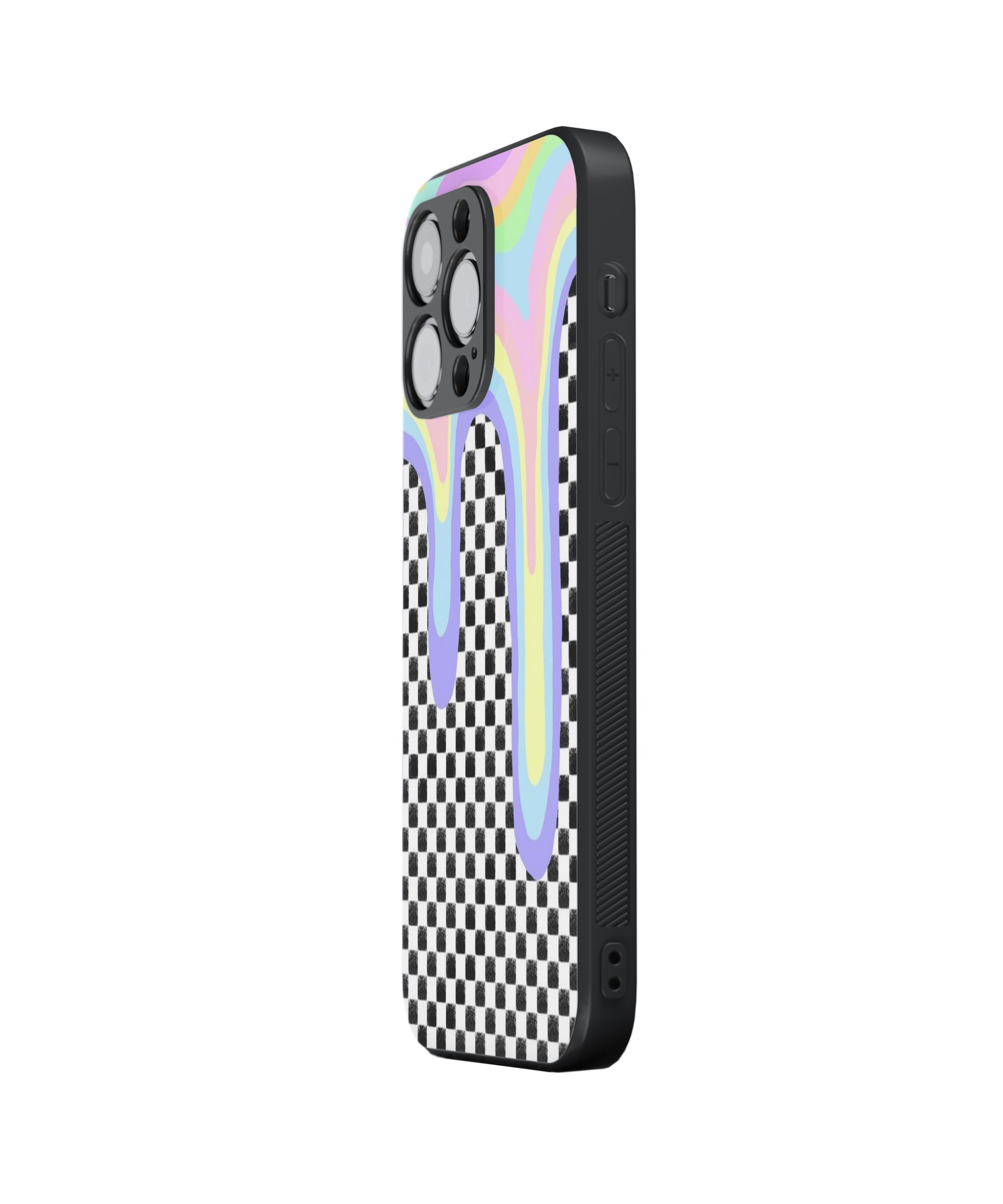 Rainbow Checkered Hybrid Metal TPU Case
