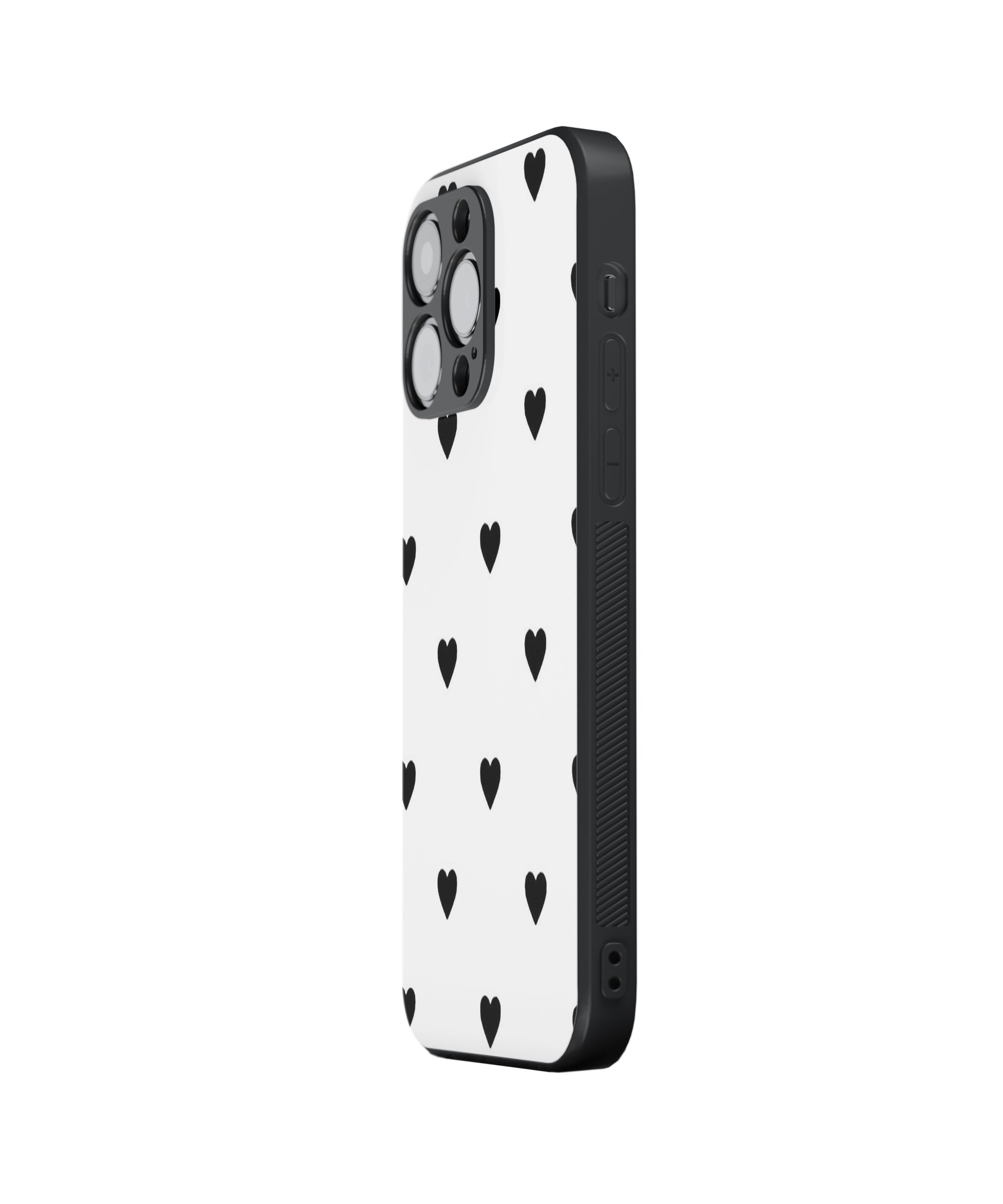Black Heart Pattern Hybrid Metal TPU Case