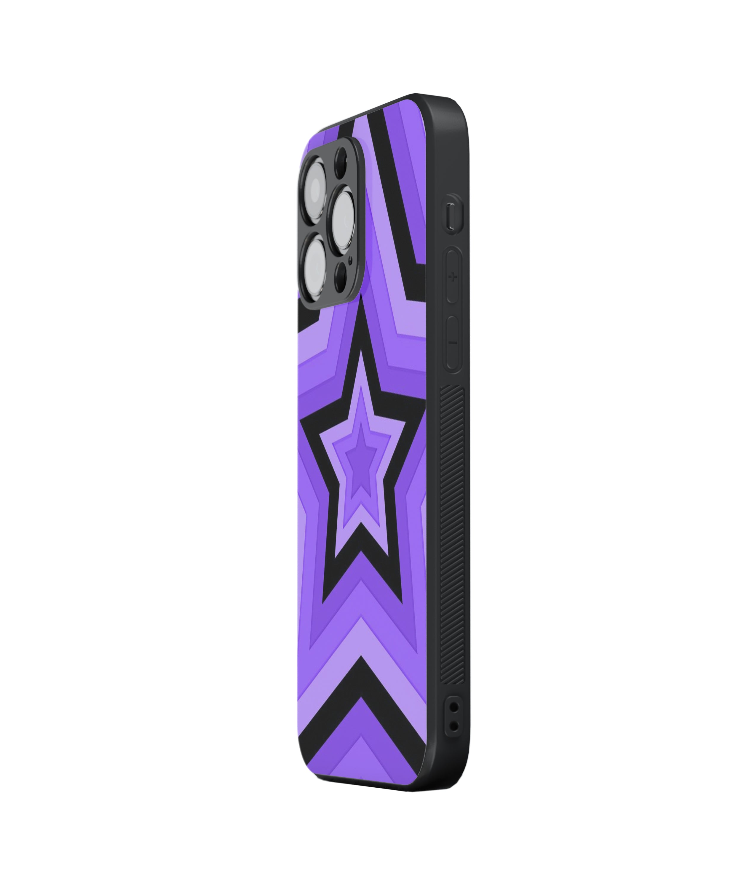 Purple Black Star Pattern Hybrid Metal TPU Case
